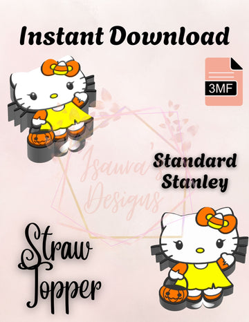 Candy Corn Kitty Straw Topper