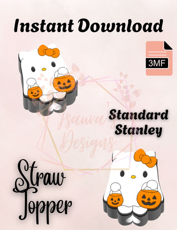 Ghosty Kitty Straw Topper