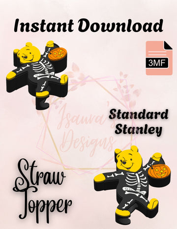 Skeleton Hunny Bear Straw Topper